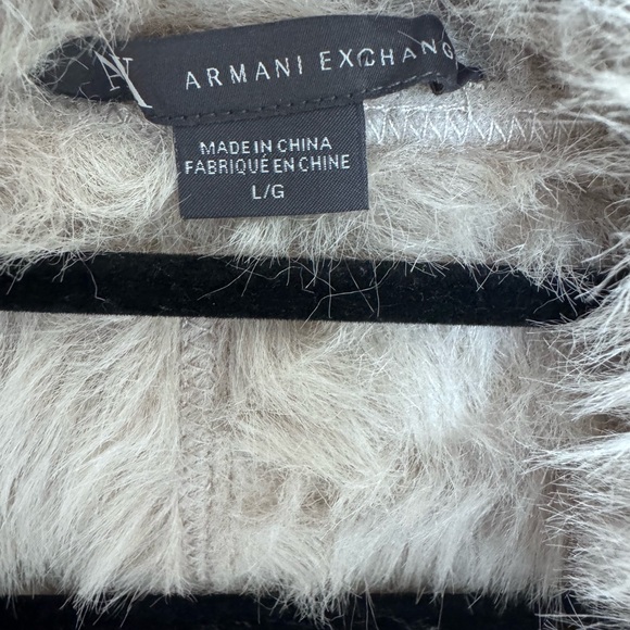 Armani Exchange Faux Fur Shearling Vest Cream Beige Size Large Cozy Luxe Layer - Picture 2 of 4